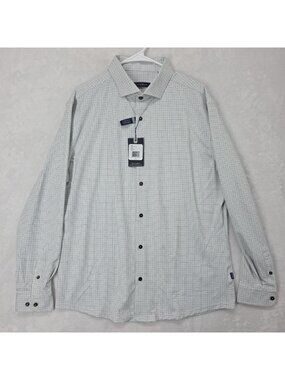 STONE ROSE Men's Micro Plaid Check Button Up Shirt Size XL Green Yellow NWT Read